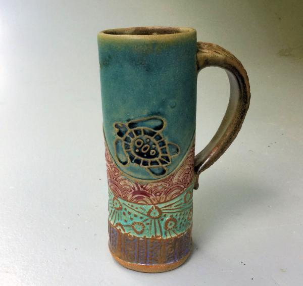 Sea Turtle Handmade Coffee Mug Fits in Car Holder