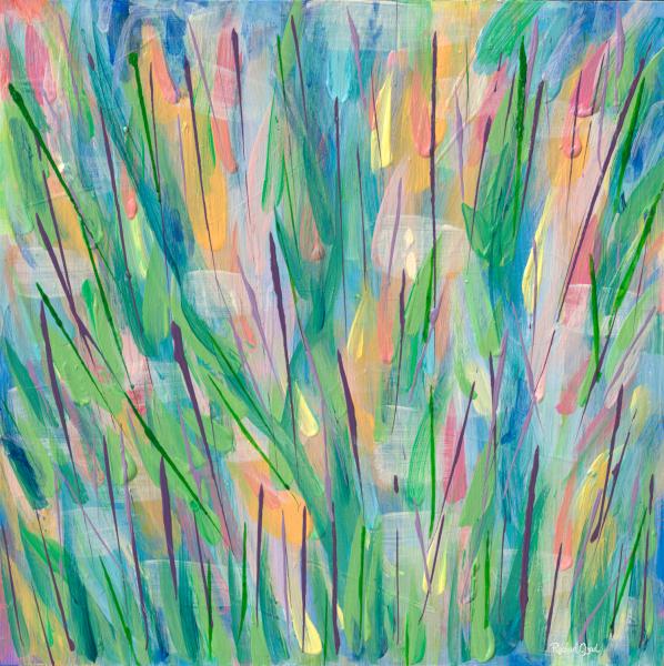 Green Grass & Flowers Abstract Painting picture