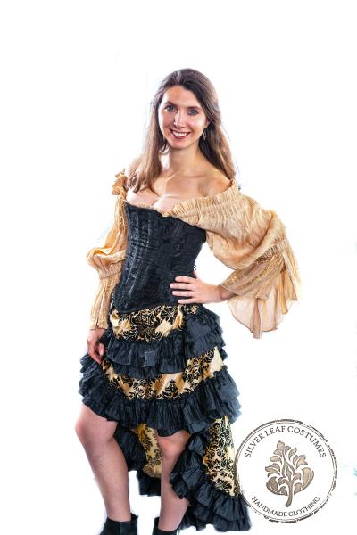 Over-Bust Corset Damask Black with Choice of Color picture