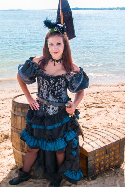 Over-Bust Corset Damask Black with Choice of Color picture