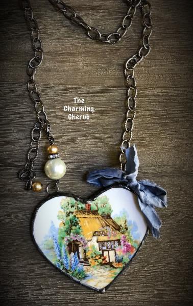 Broken china cottage necklace