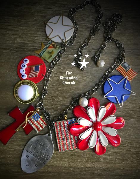 God Bless America junked up necklace