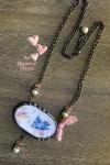 Sweet Blue bird broken china necklace