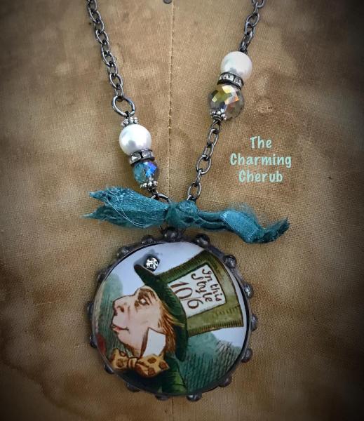 Mad Hatter resin necklace picture