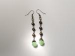Brass Dangles with jade colored bead