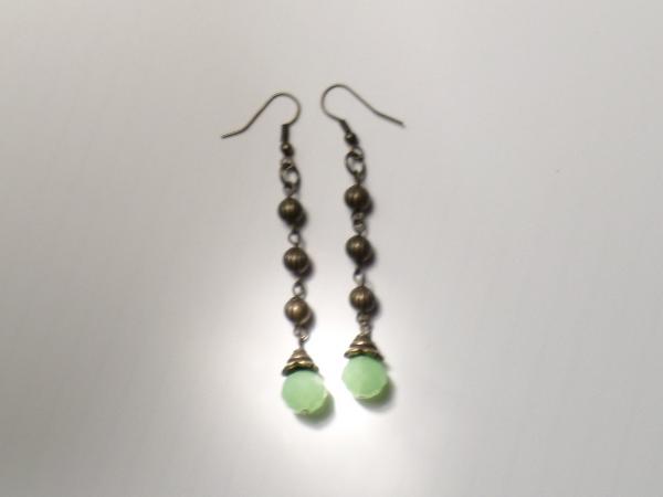 Brass Dangles with jade colored bead picture