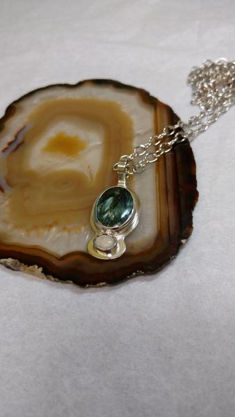Sterling Bezel Set Saraphenite and Lace Agate Pendant picture