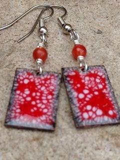 Enamel Red Square with White Crackle