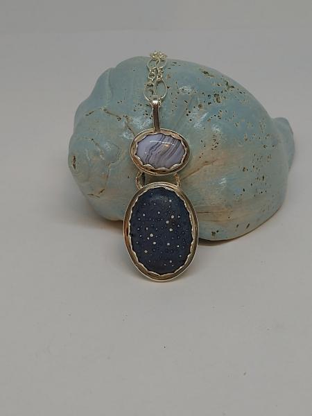 Sterling Silver Bezel Set Blue Sponge Coral picture