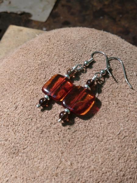 Amber and Smokey Topaz Earrings