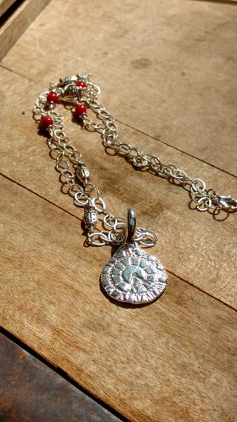 Sterling Silver Clock Face Pendant with Lady Bug Charms picture