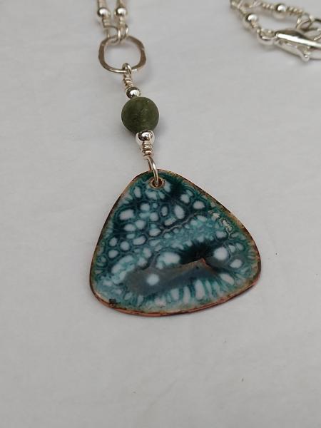 Enamel Green and White Crackle Pendant picture