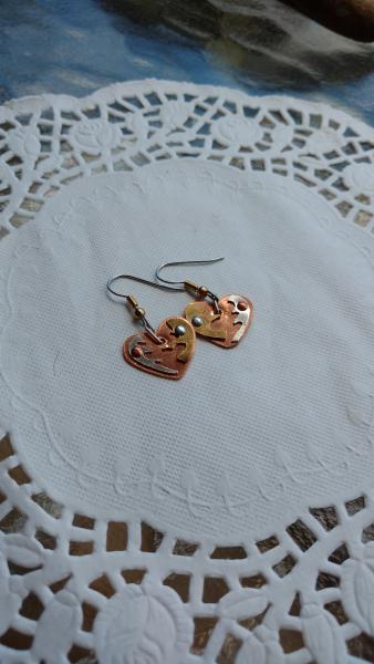 mixed Metal Copper Heart Base with Silver and Brass Designs picture