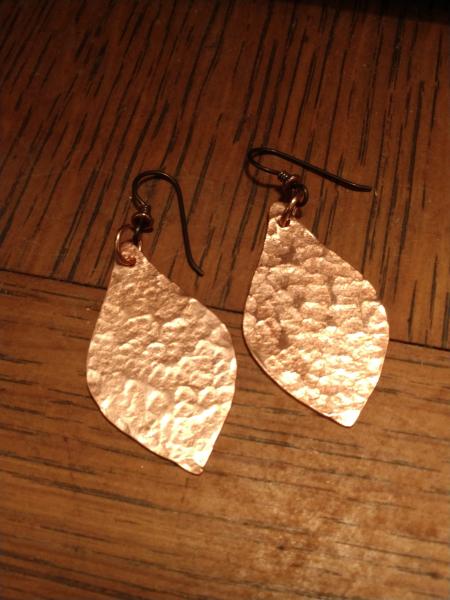 Copper textured bulb shapped earrings picture