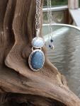 Sterling Silver Bezel Set Blue Sponge Coral