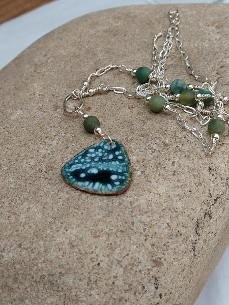 Enamel Green and White Crackle Pendant picture