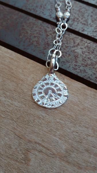 Sterling Silver Clock Face Pendant with Lady Bug Charms picture