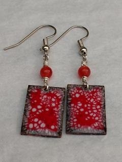 Enamel Red Square with White Crackle picture