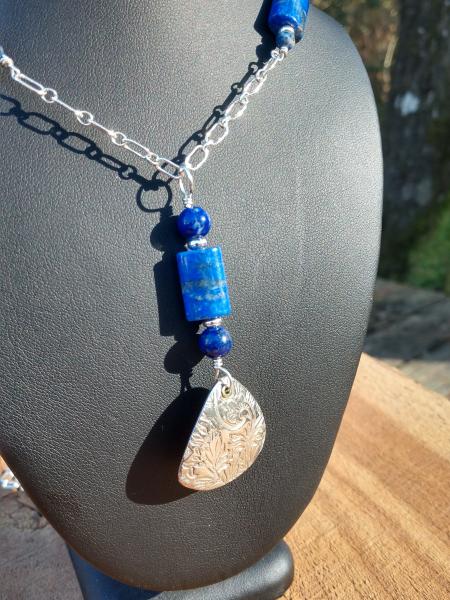 Sterling Silver Lapis Pendant on S.S. Chain and Lapis Accents