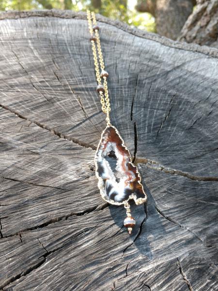 Natural Druzy Agate Necklace, 14k Gold Filled Chain picture