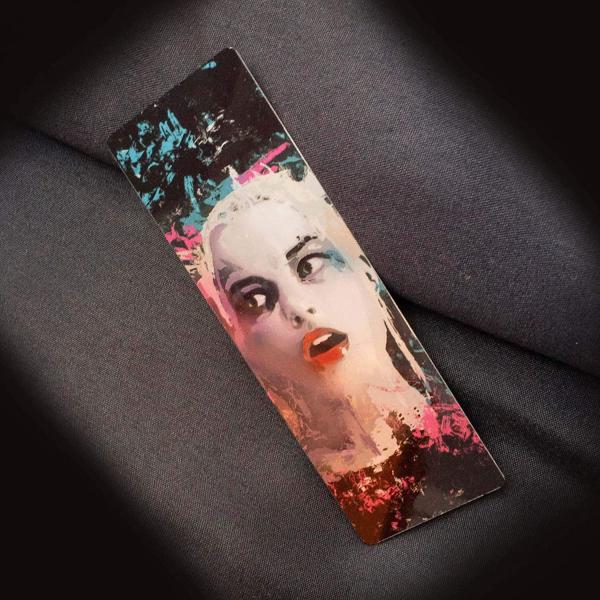 Harley Quinn Splatter Paint Metal Bookmark picture