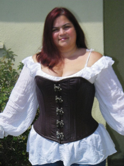 Leather Overbust Clasp Front Corset picture
