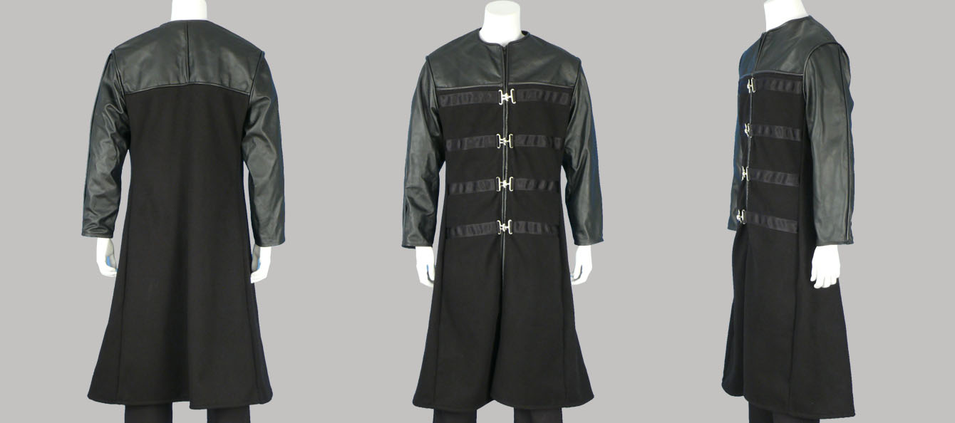 Mens Leather and Wool Trench Coat picture