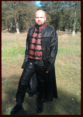 Mens Leather and Wool Trench Coat picture