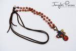 Orange Agate Beaded and Leather Necklace with Halloween Bundle