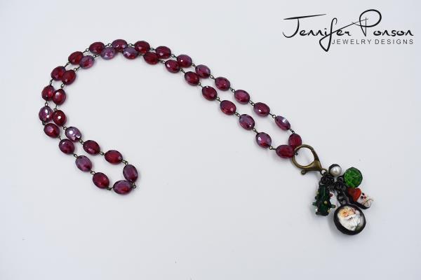 Red Banded Agate Necklace with Santa Bundle