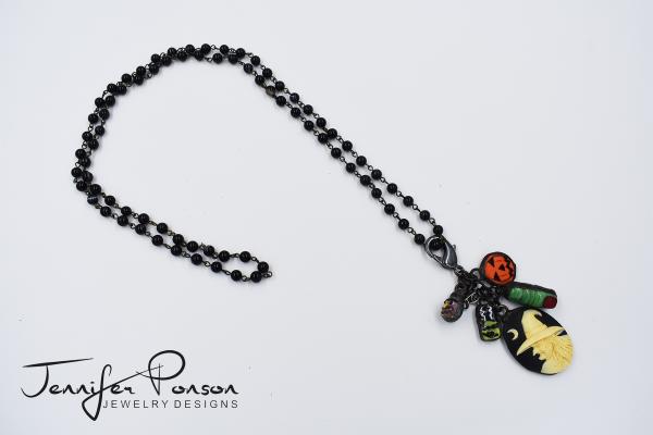 Black Onyx Beaded Necklace with Halloween Bundle