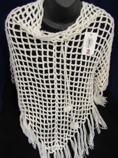 White Crocheted Poncho (p-126) picture