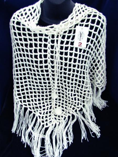 White Crocheted Poncho (p-126) picture