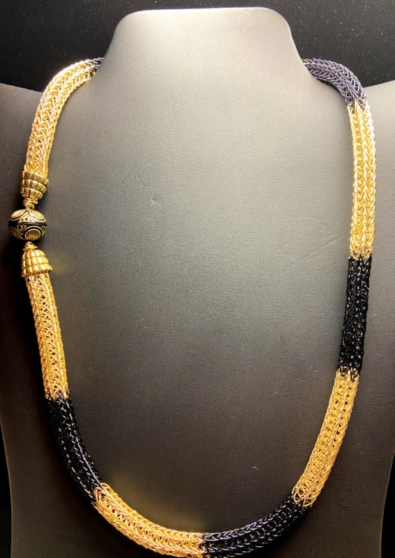 Black and Gold Viking Knit Necklace picture