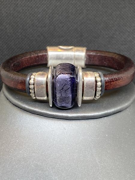 Just Mine Leather with Purple Murano Glass picture