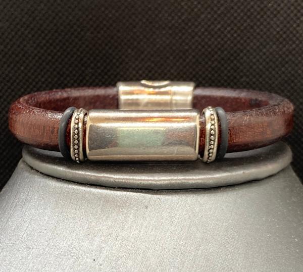 Just Men's Leather with Solid Silver Bar picture