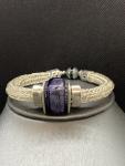 Silver Viking Knit Bracelet with Purple Murano