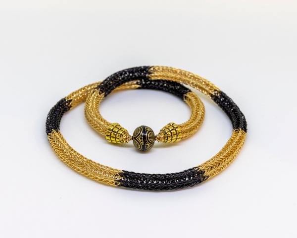 Black and Gold Viking Knit Necklace picture