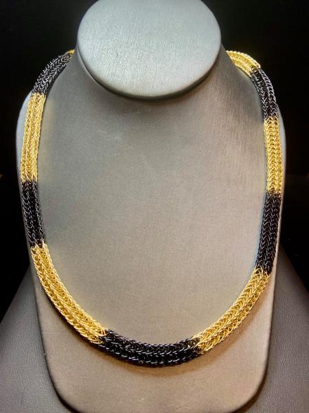 Black and Gold Viking Knit Necklace
