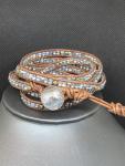 Silver Wrap Bracelet with Brown Leather
