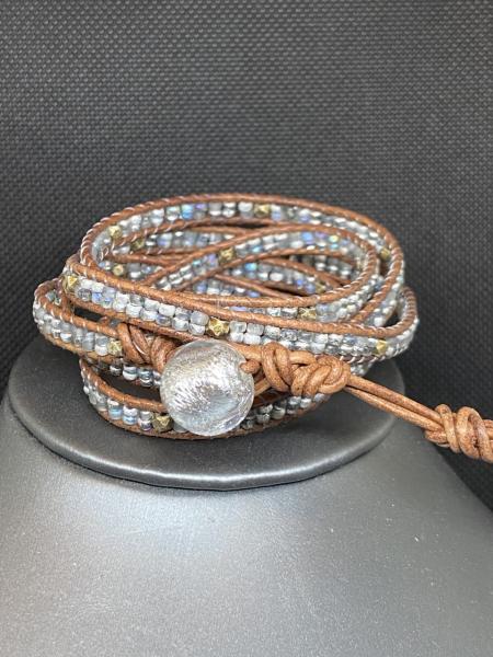 Silver Wrap Bracelet with Brown Leather picture