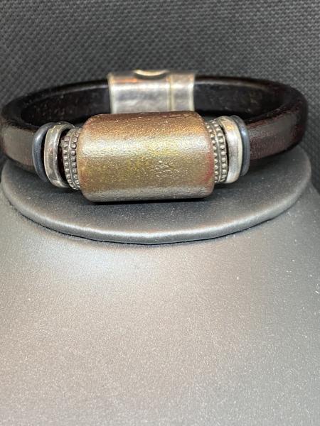 Just Mine Leather Bracelet with Raku picture