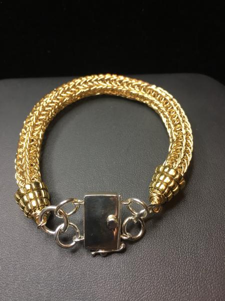 Gold Viking Knit Bracelet with Rectangle Clasp