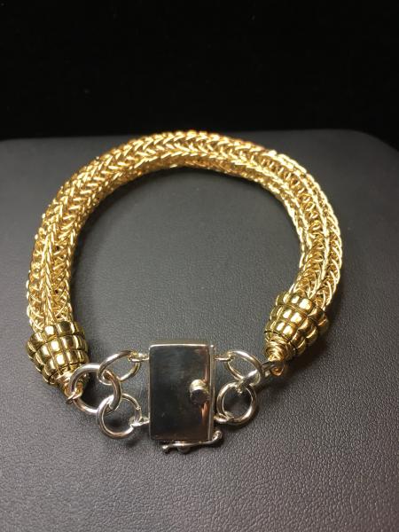 Gold Viking Knit Bracelet with Rectangle Clasp picture