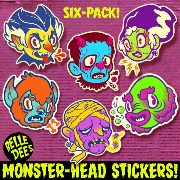 MONSTER-HEADS by Belle Dee Sticker Pack