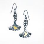 Gunmetal Ginkgo Dangling Earrings