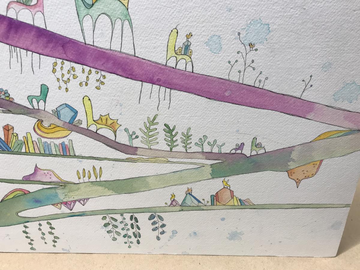 Crystal Landscape - Original watercolor painting picture