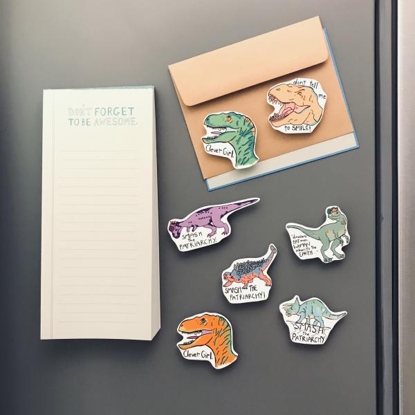 SMASH the Patriarchy! Triceratops - Pin or Magnet picture