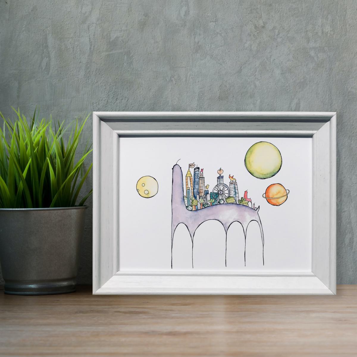 Atlanta Monster - Original watercolor print picture