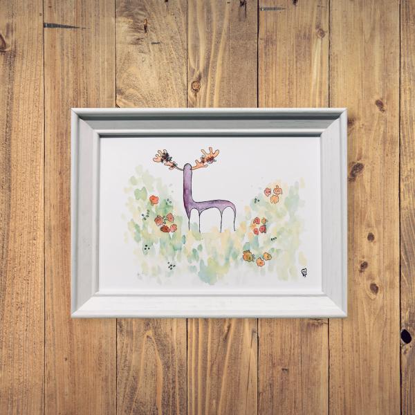 Purple Deer - Original Watercolor Print picture